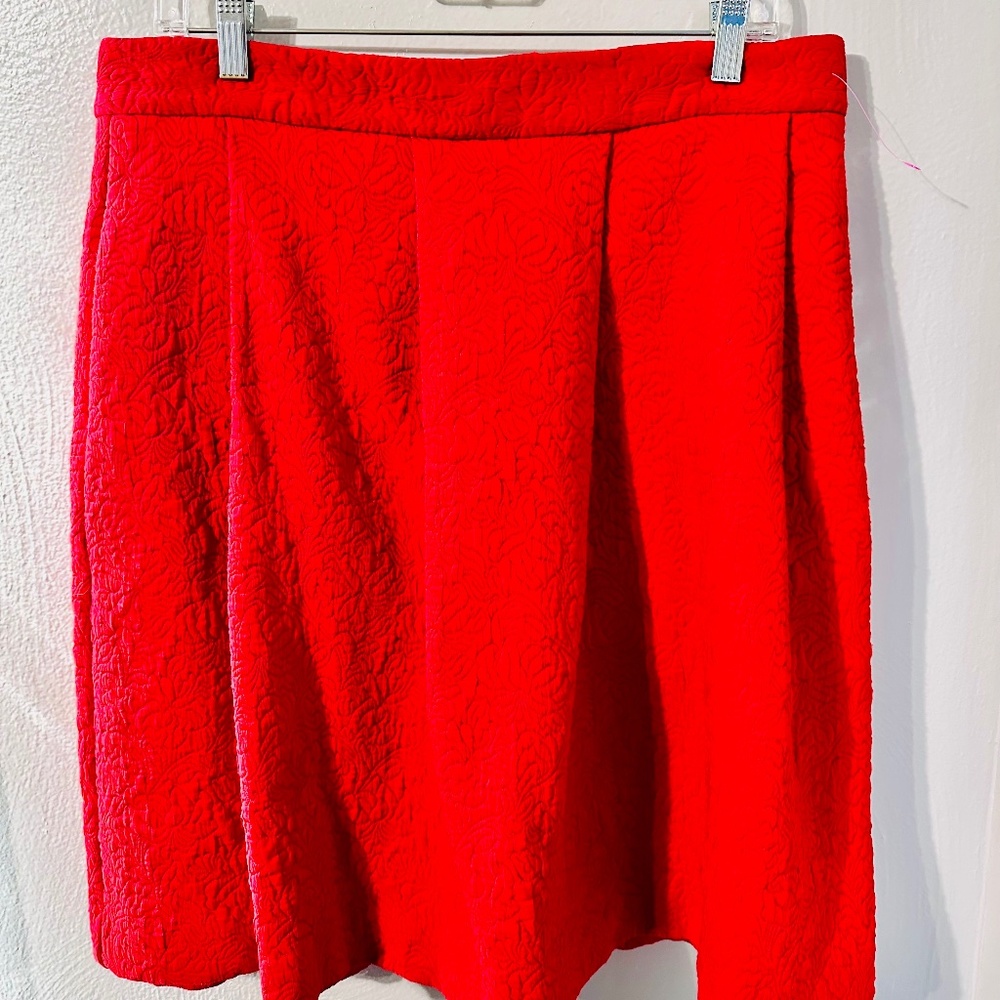 Ann Taylor Bold Red Textured A-Line Skirt – Classic & Chic